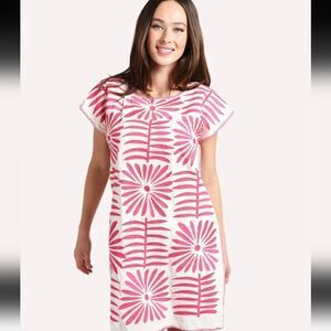 J. Marie Ava Floral Embroidered Dress Pink & White Size Small